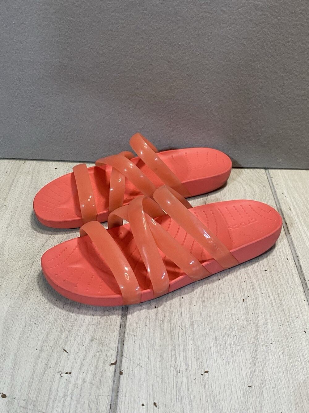 Crocs Splash Glossy Strappy Neon Watermelon Women’s Sandals Size 8